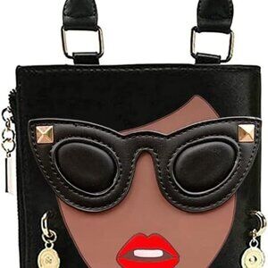 Novelty Unique 3D Lady Face PU Leather Top Handle Satchel Handbags for Women Fun